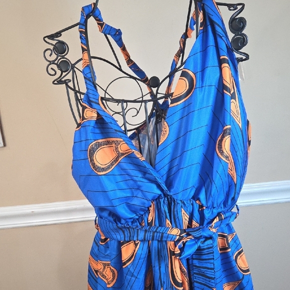 Blue Asymmetrical Ruffled One Shoulder Dress Size L - Picture 4 of 10